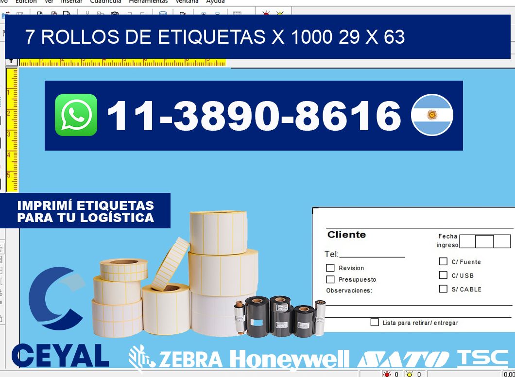 7 rollos de etiquetas x 1000 29 x 63