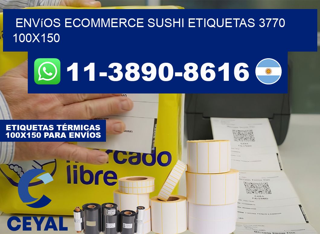 Envíos Ecommerce sushi etiquetas 3770 100×150