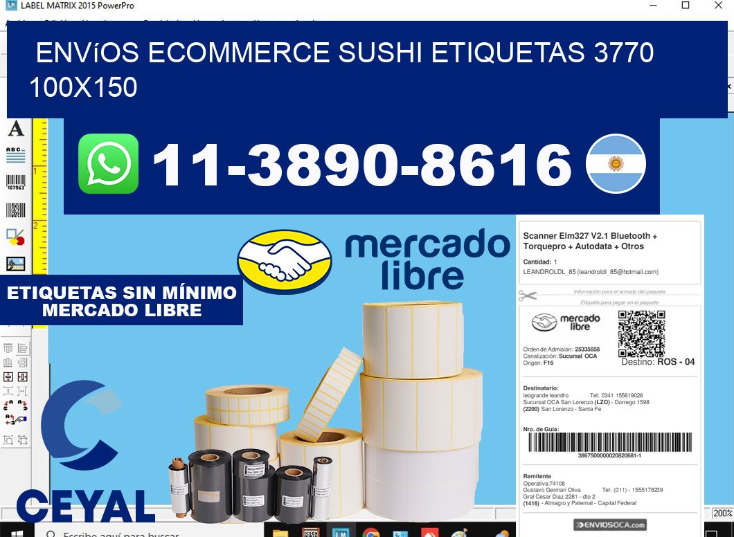 Envíos Ecommerce sushi etiquetas 3770 100x150
