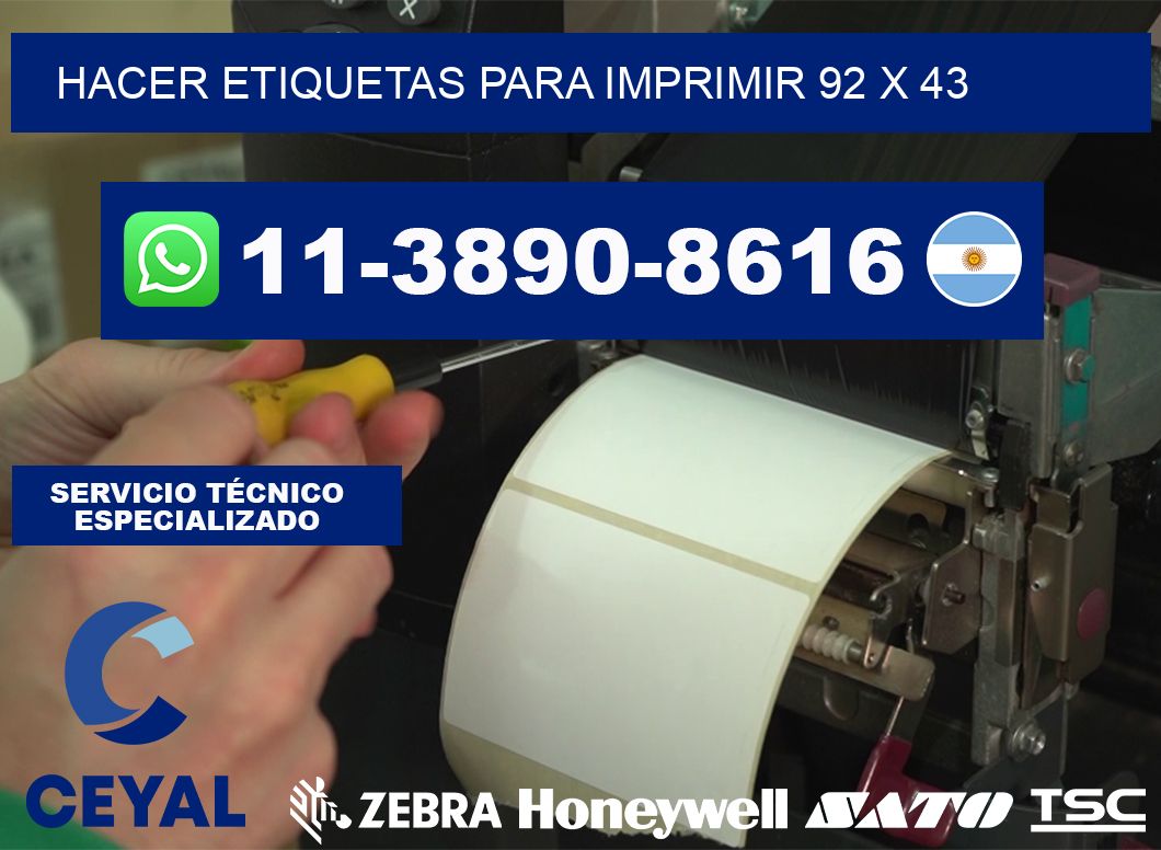 Hacer etiquetas para imprimir 92 x 43
