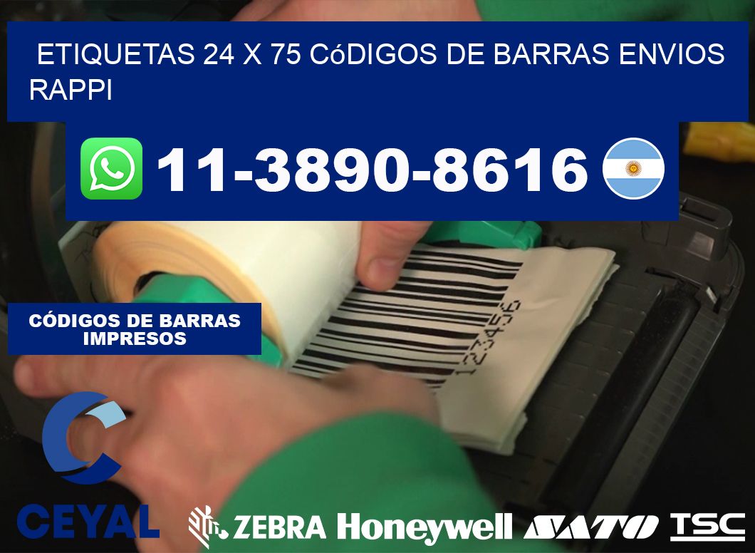 etiquetas 24 x 75 códigos de barras envios rappi