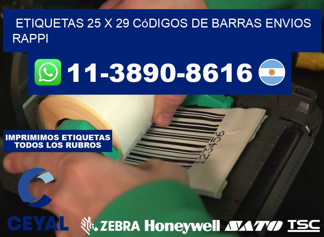 etiquetas 25 x 29 códigos de barras envios rappi