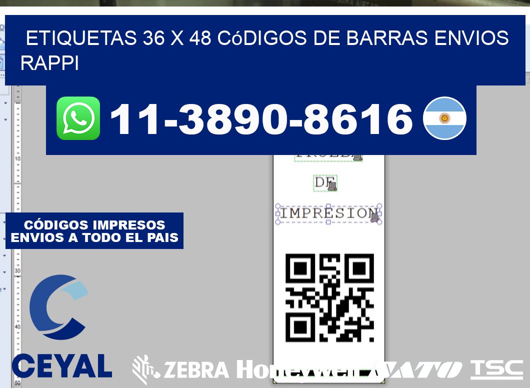 etiquetas 36 x 48 códigos de barras envios rappi