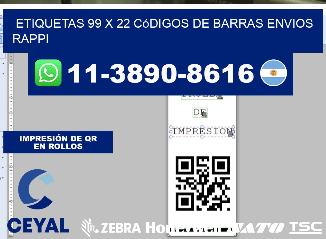 etiquetas 99 x 22 códigos de barras envios rappi