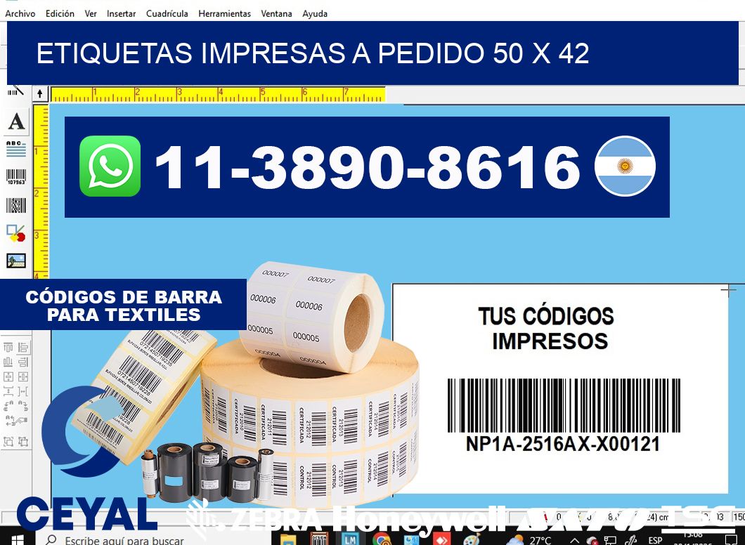etiquetas impresas a pedido 50 x 42