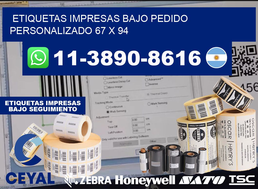 etiquetas impresas bajo pedido personalizado 67 x 94
