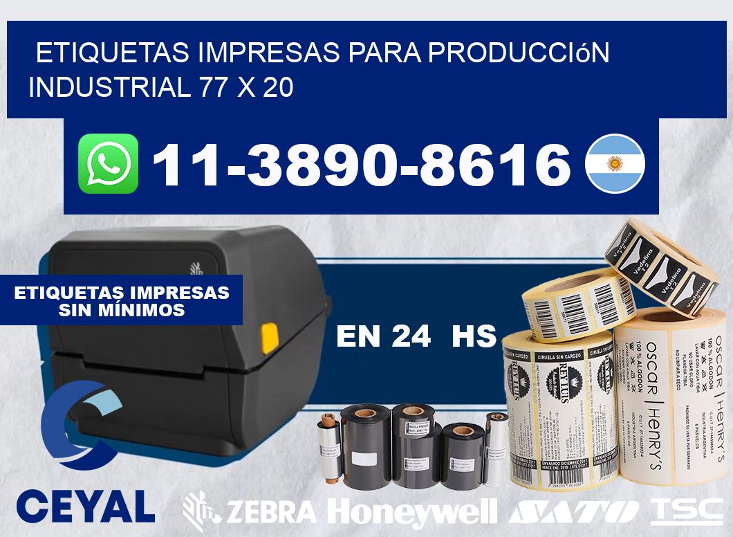 etiquetas impresas para producción industrial 77 x 20