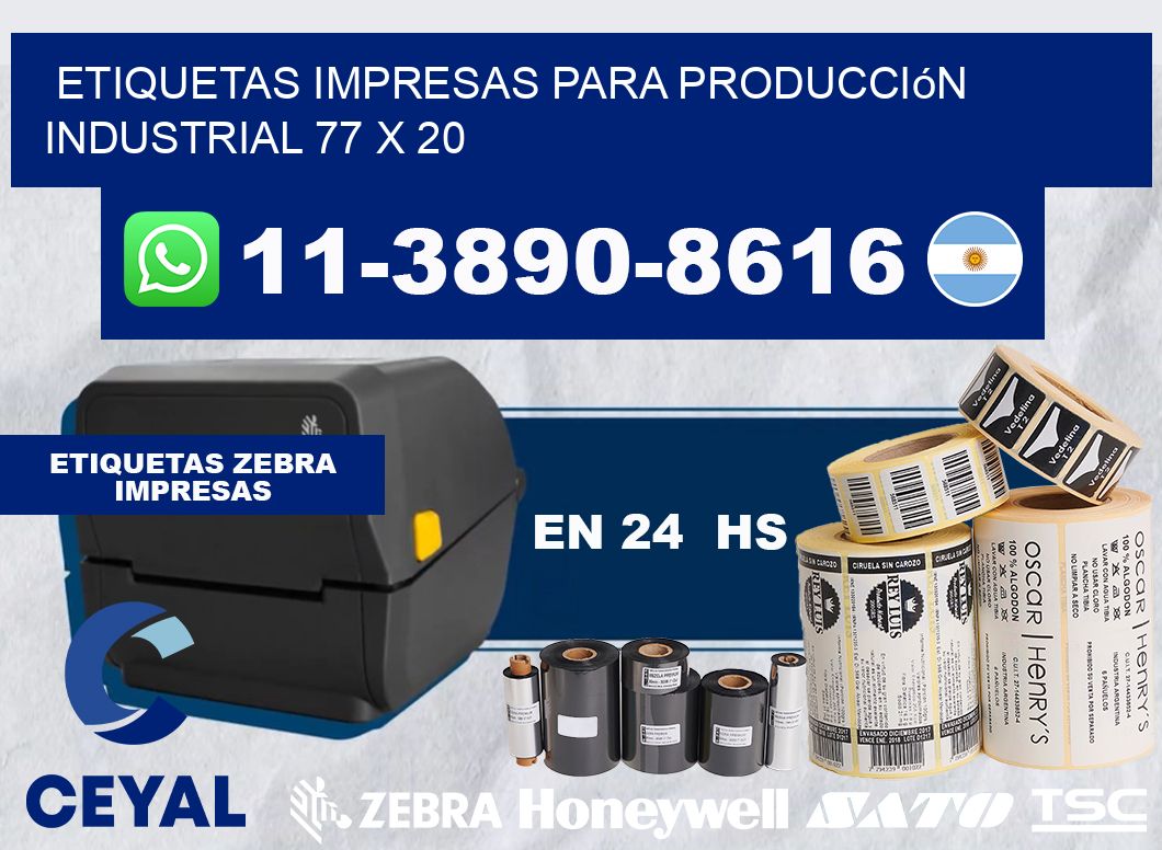 etiquetas impresas para producción industrial 77 x 20