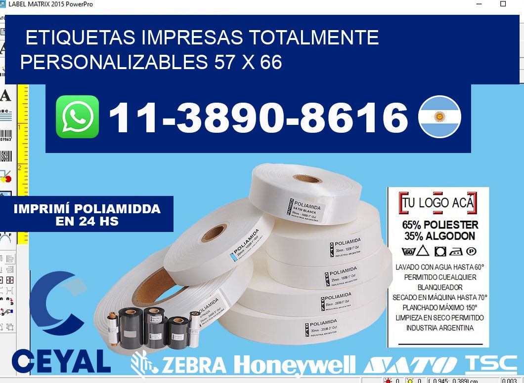 etiquetas impresas totalmente personalizables 57 x 66