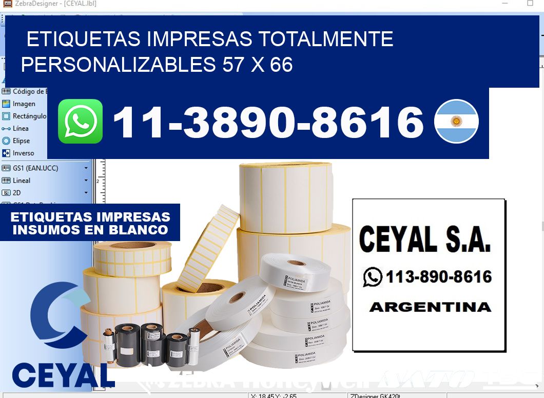 etiquetas impresas totalmente personalizables 57 x 66