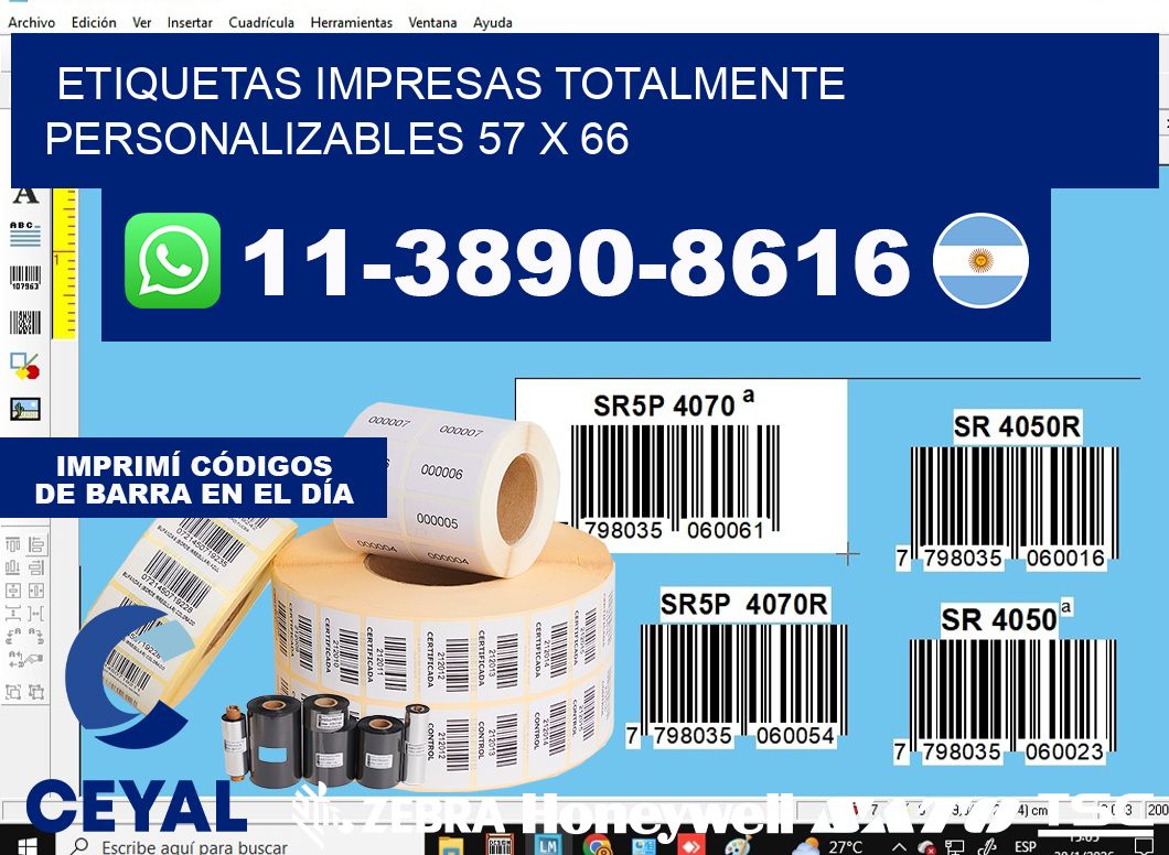 etiquetas impresas totalmente personalizables 57 x 66