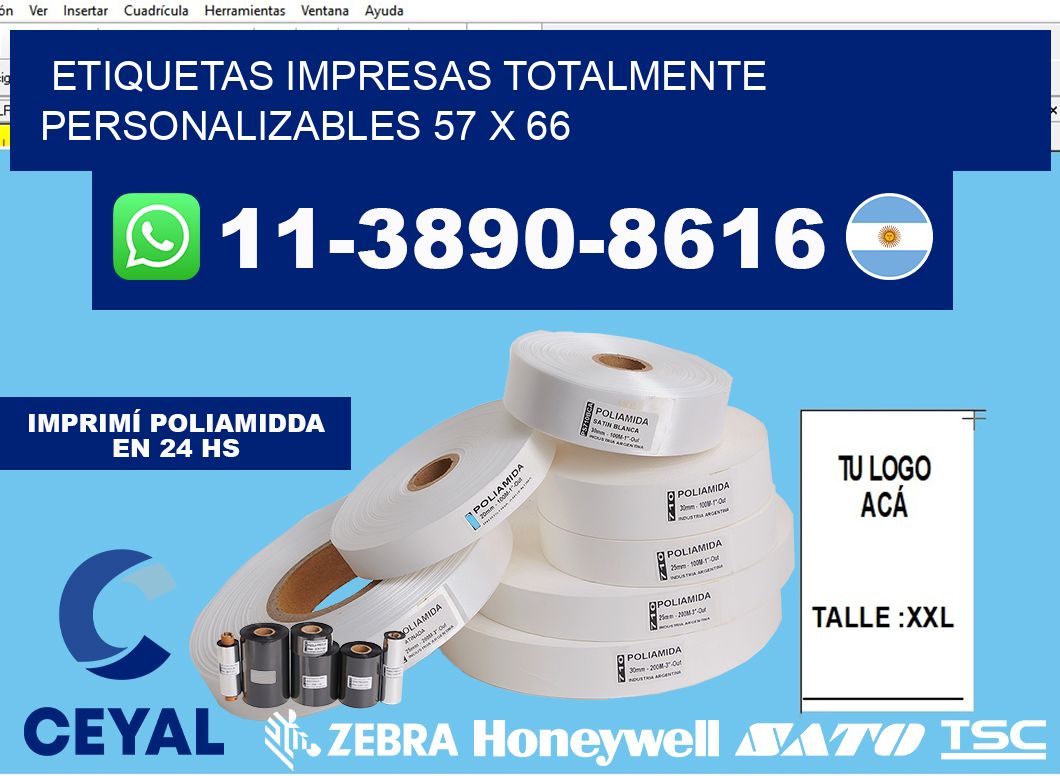 etiquetas impresas totalmente personalizables 57 x 66