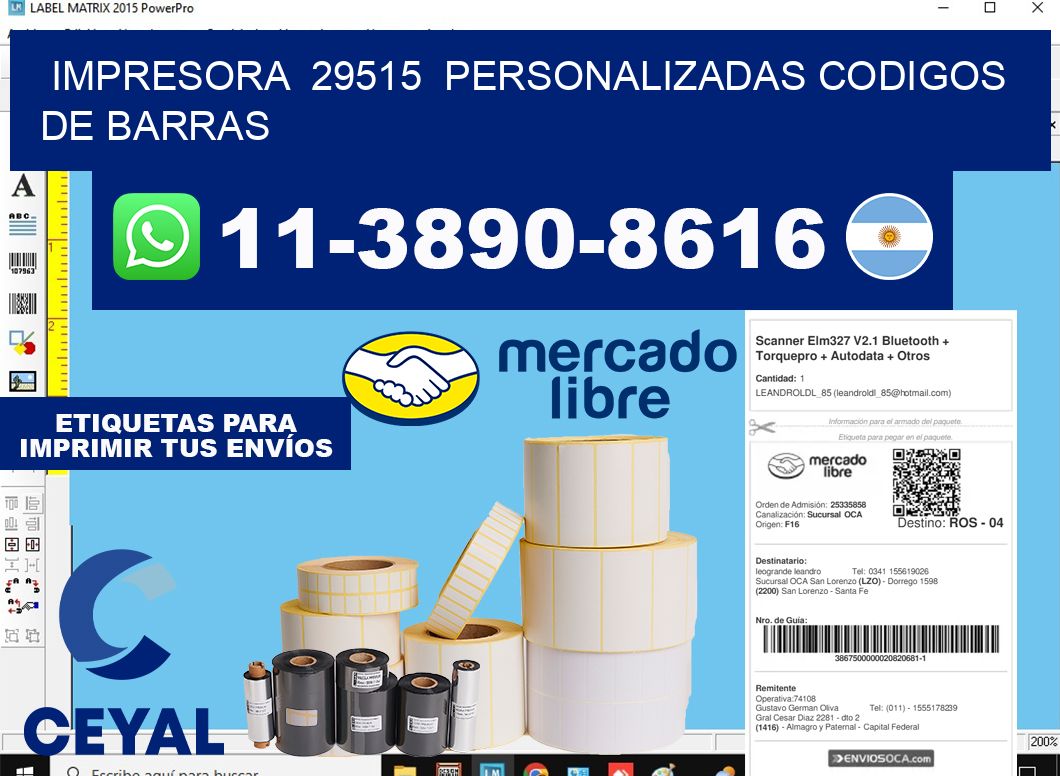 impresora 29515 personalizadas codigos de barras