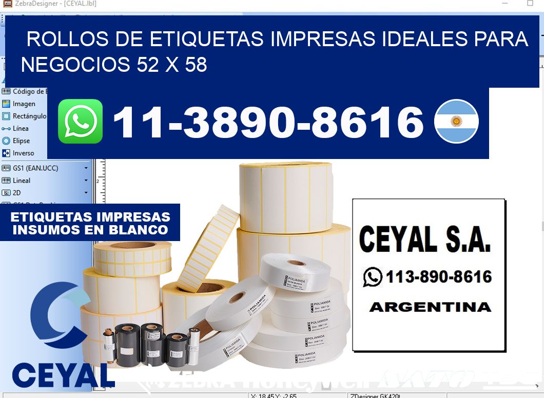 rollos de etiquetas impresas ideales para negocios 52 x 58