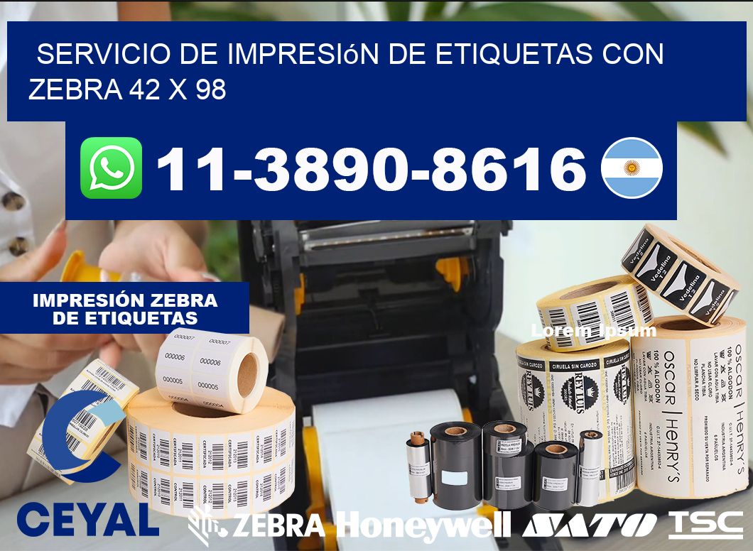 servicio de impresión de etiquetas con Zebra 42 x 98