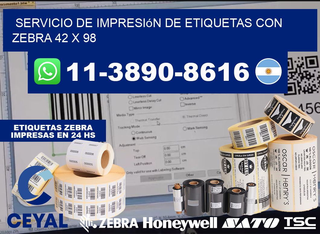 servicio de impresión de etiquetas con Zebra 42 x 98