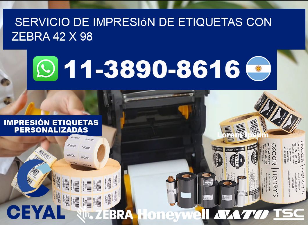 servicio de impresión de etiquetas con Zebra 42 x 98