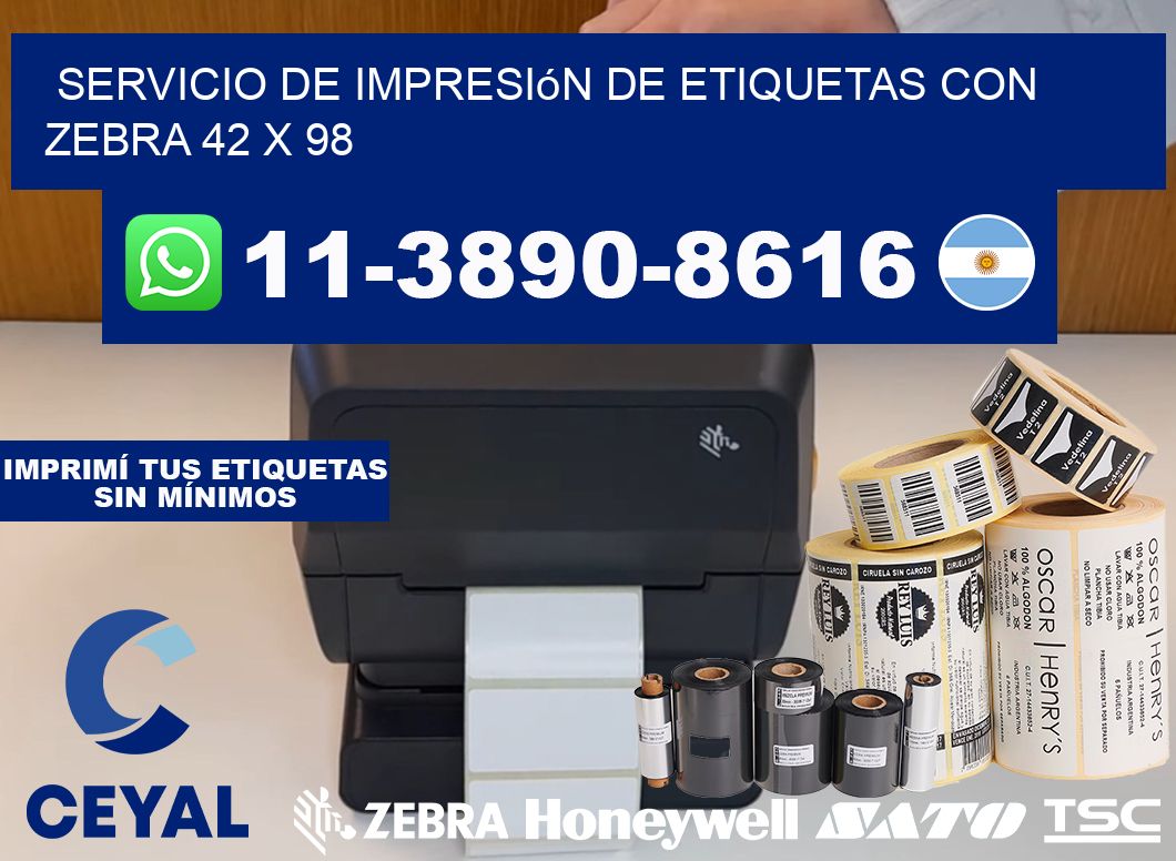 servicio de impresión de etiquetas con Zebra 42 x 98