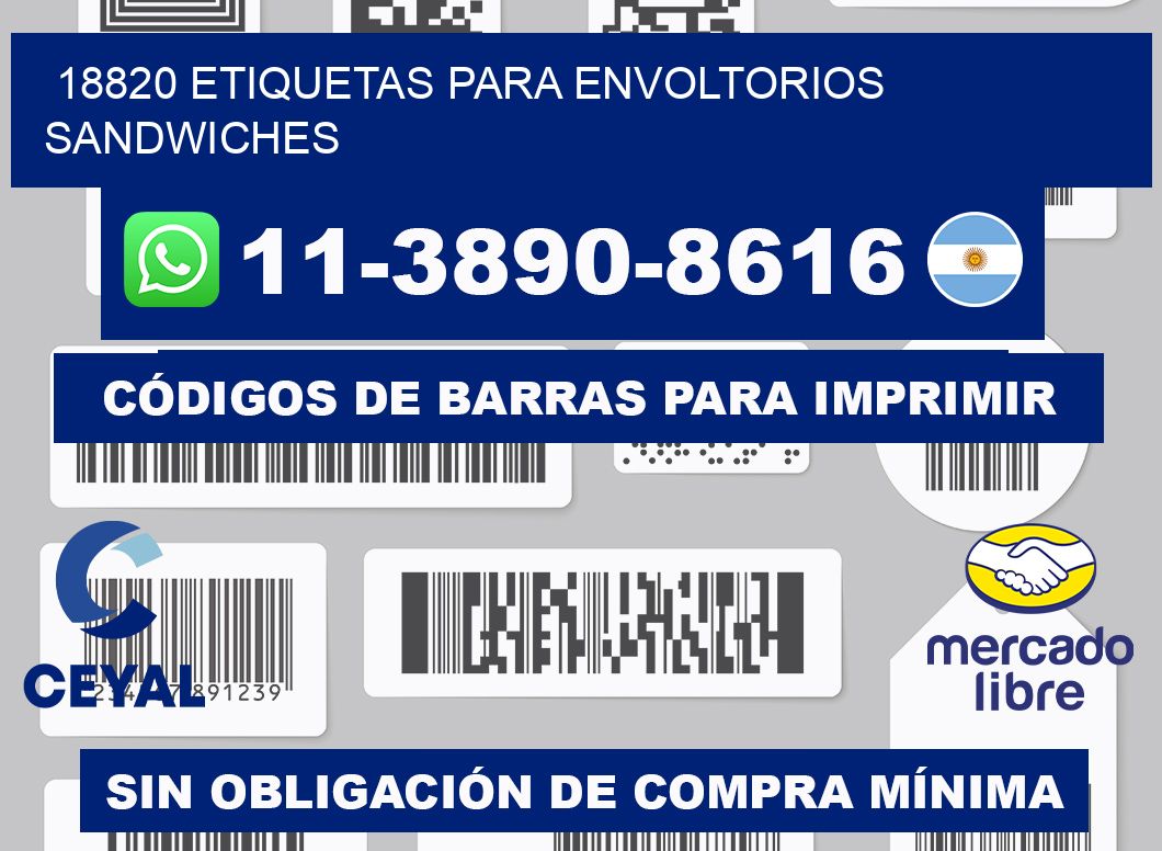 18820 etiquetas para envoltorios sandwiches