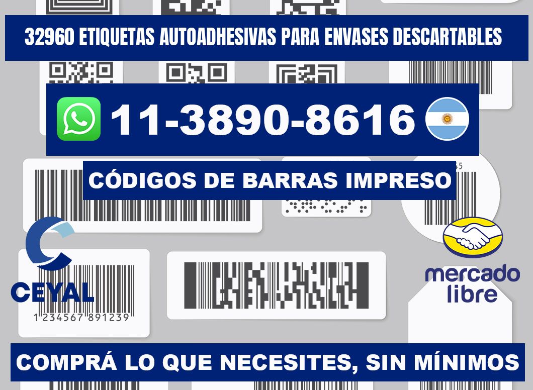 32960 etiquetas autoadhesivas para envases descartables