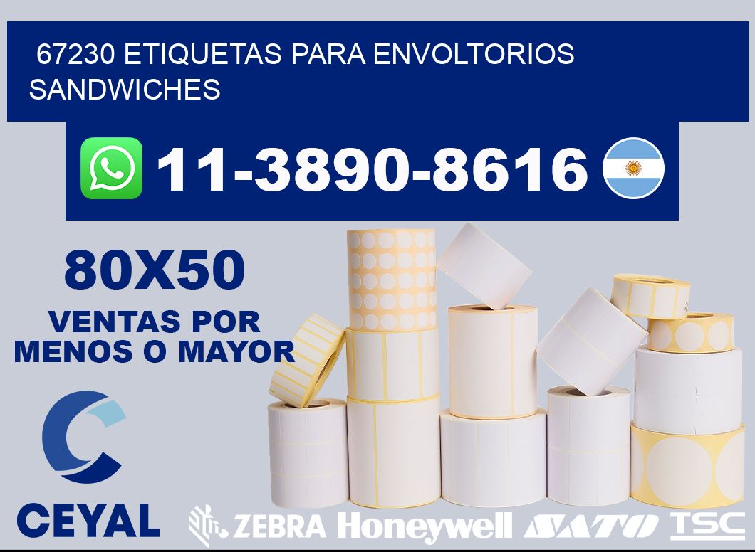 67230 etiquetas para envoltorios sandwiches