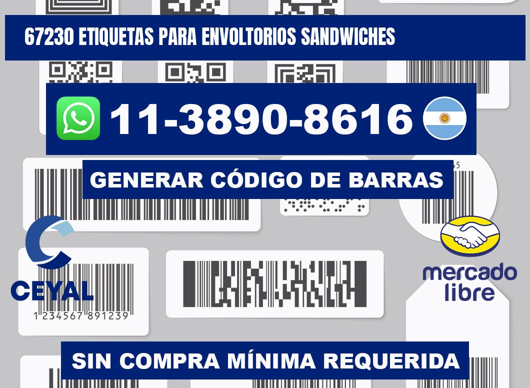 67230 etiquetas para envoltorios sandwiches