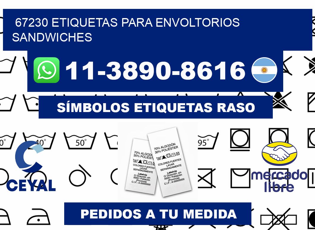 67230 etiquetas para envoltorios sandwiches