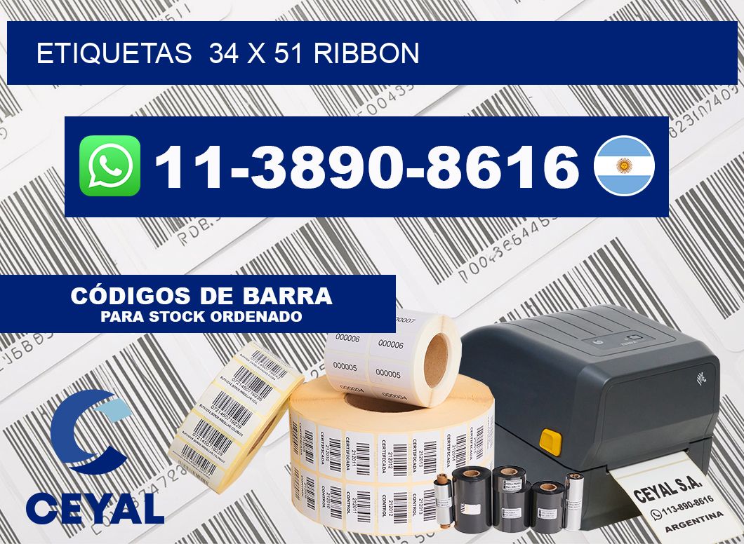 Etiquetas  34 x 51 ribbon