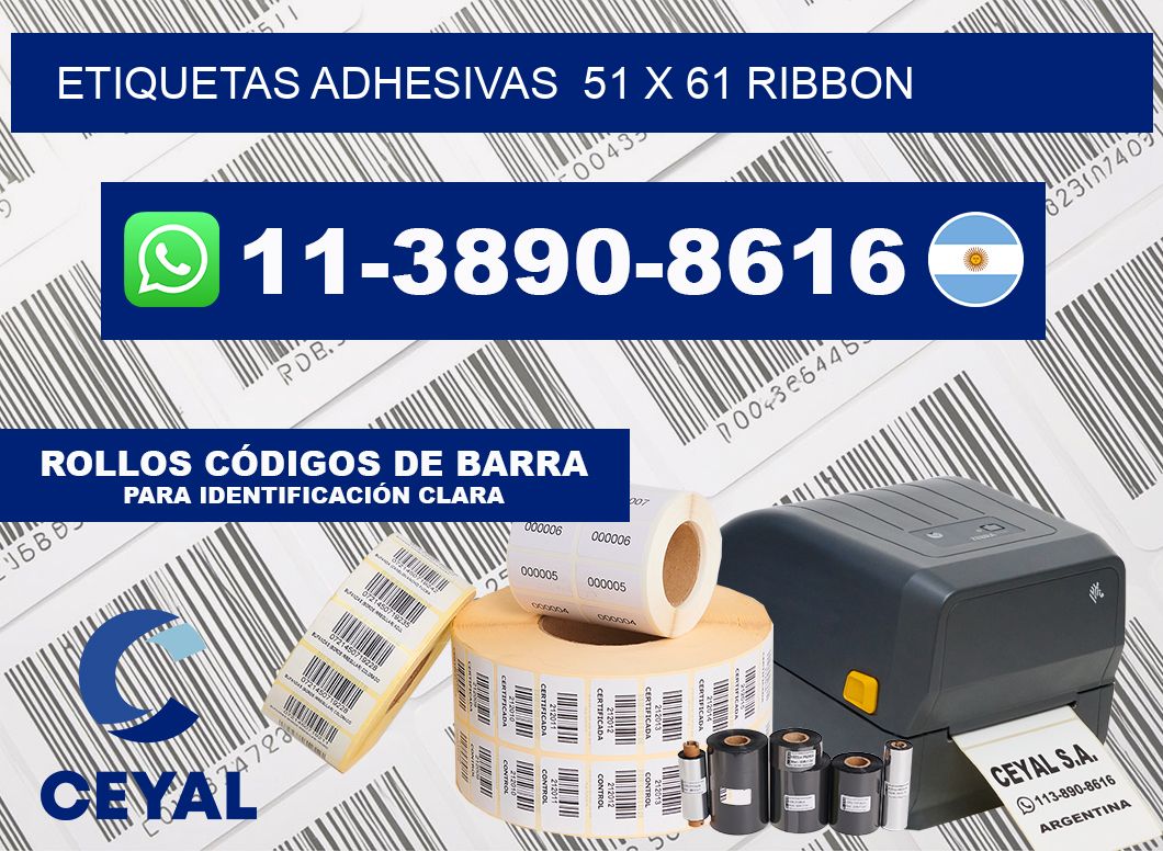 Etiquetas adhesivas  51 x 61 ribbon