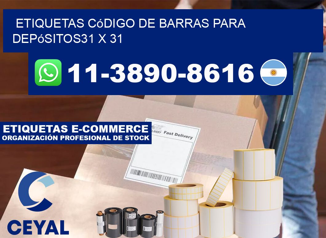 Etiquetas código de barras para depósitos31 x 31
