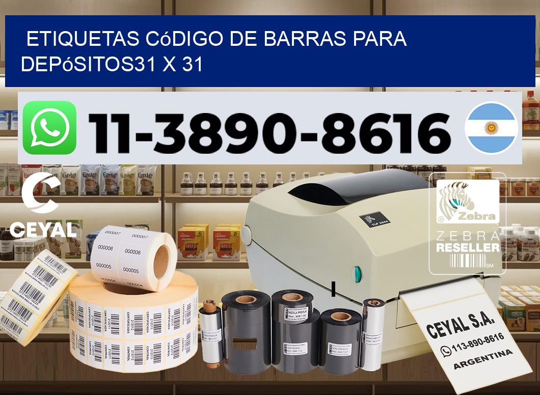 Etiquetas código de barras para depósitos31 x 31