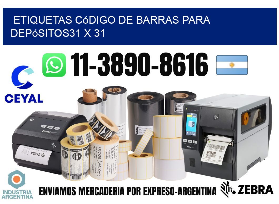 Etiquetas código de barras para depósitos31 x 31