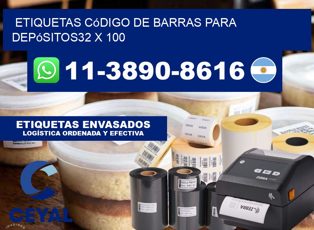 Etiquetas código de barras para depósitos32 x 100