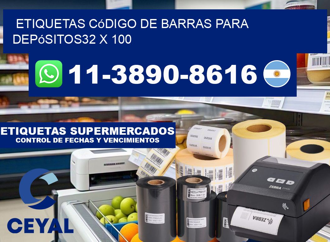Etiquetas código de barras para depósitos32 x 100