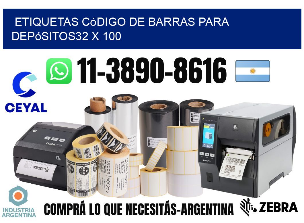Etiquetas código de barras para depósitos32 x 100