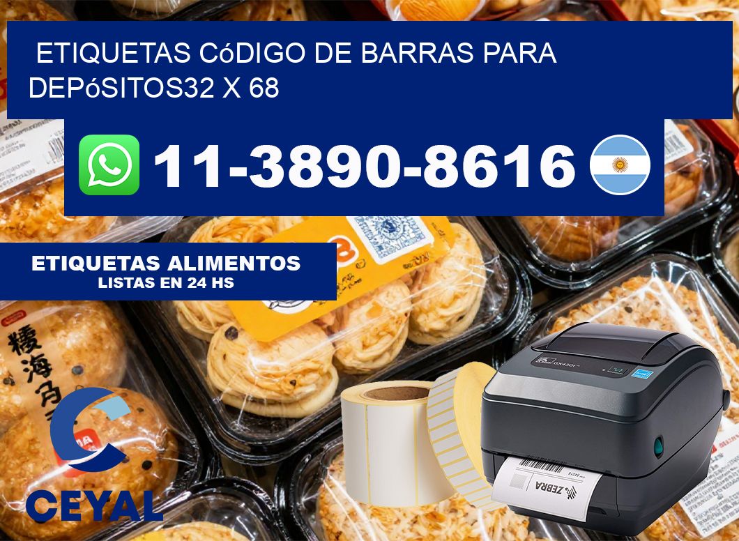 Etiquetas código de barras para depósitos32 x 68