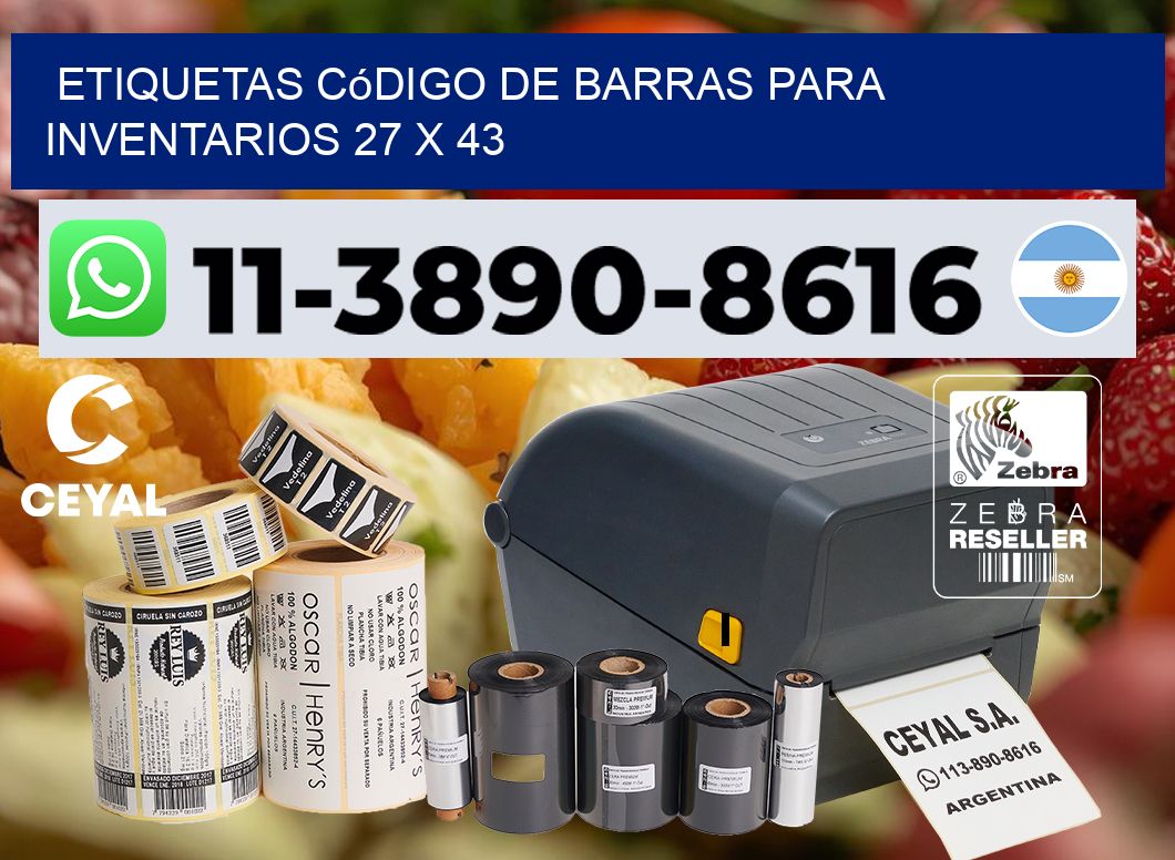 Etiquetas código de barras para inventarios 27 x 43