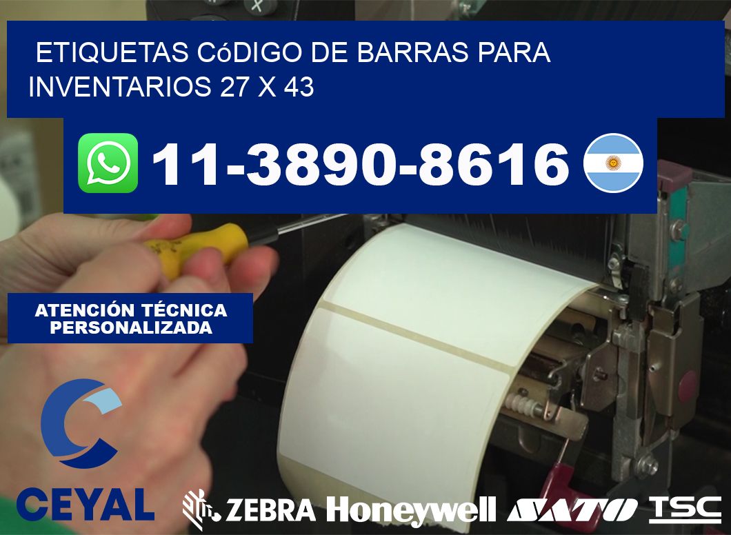 Etiquetas código de barras para inventarios 27 x 43