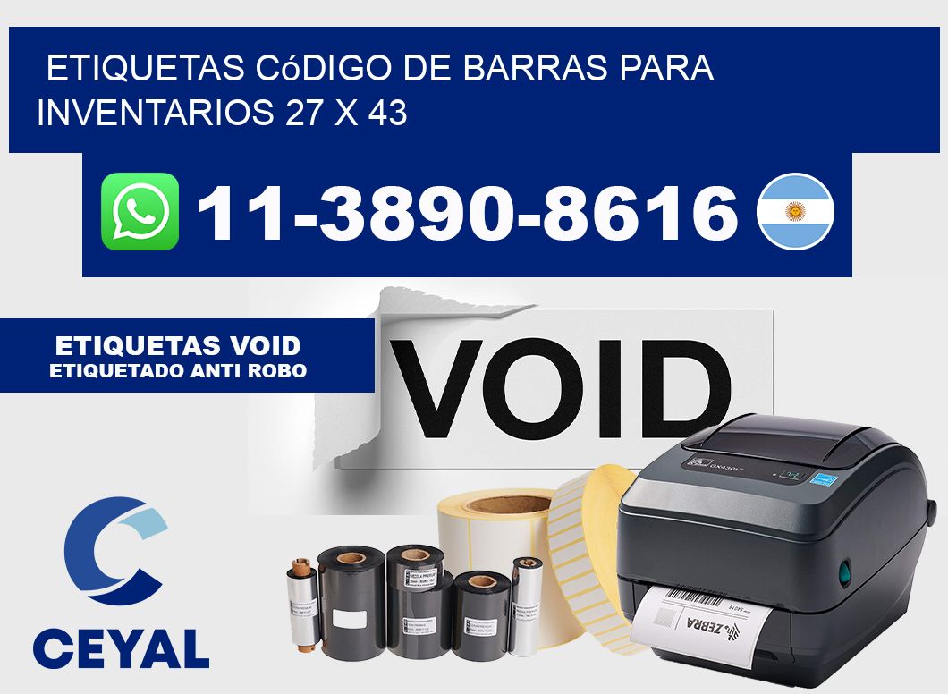 Etiquetas código de barras para inventarios 27 x 43
