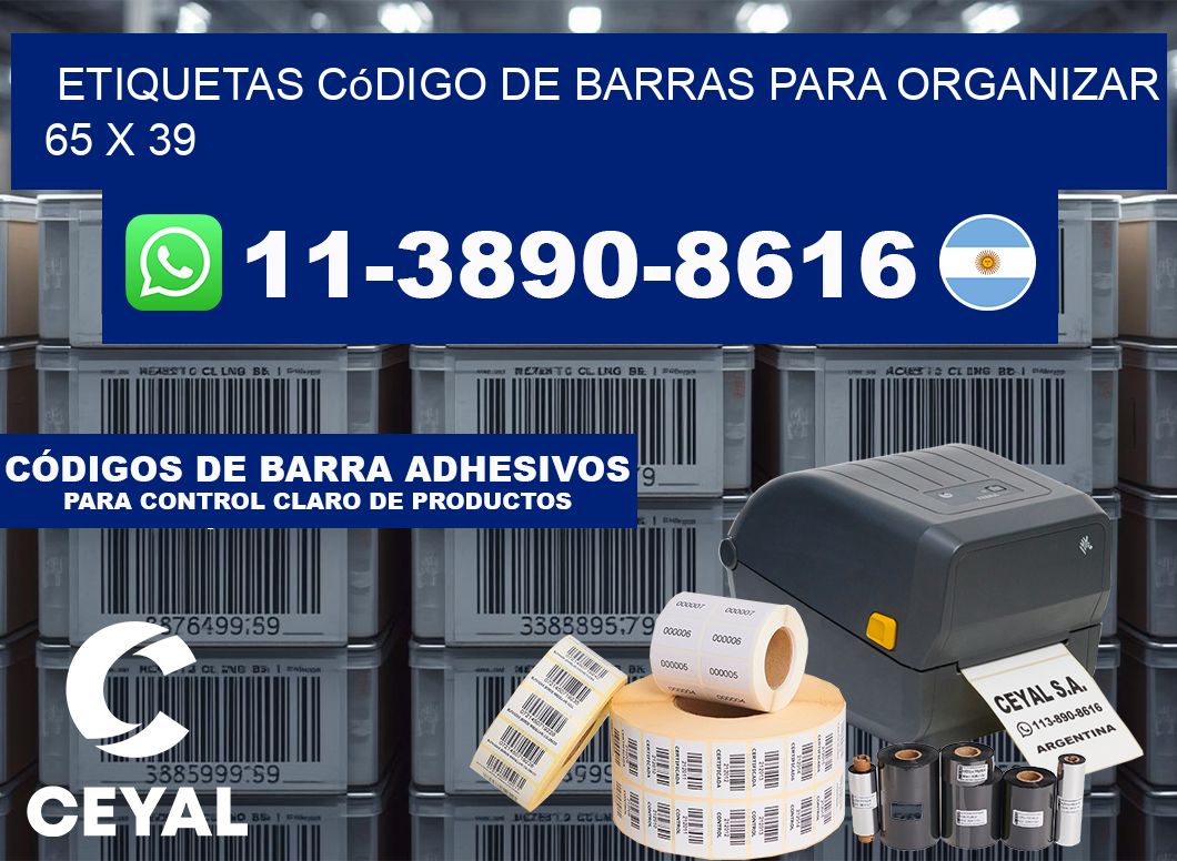 Etiquetas código de barras para organizar 65 x 39