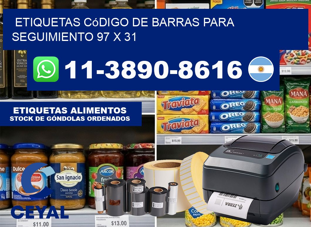 Etiquetas código de barras para seguimiento 97 x 31