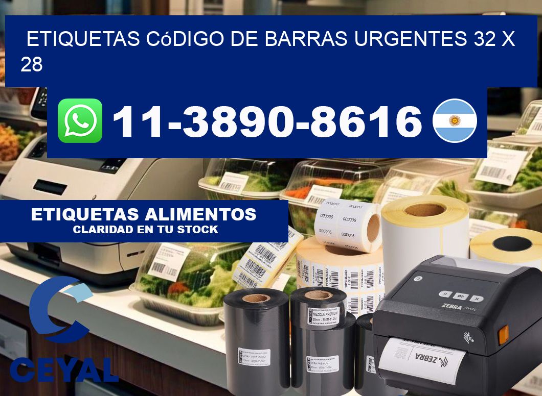 Etiquetas código de barras urgentes 32 x 28