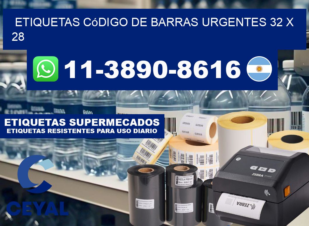 Etiquetas código de barras urgentes 32 x 28