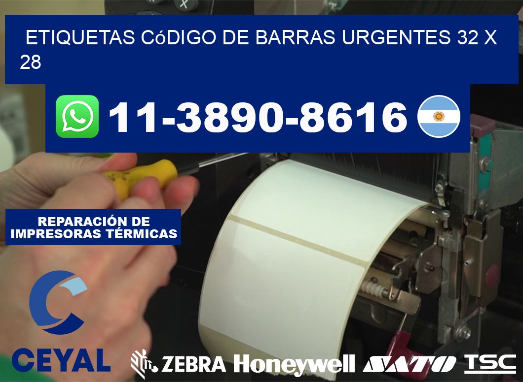 Etiquetas código de barras urgentes 32 x 28