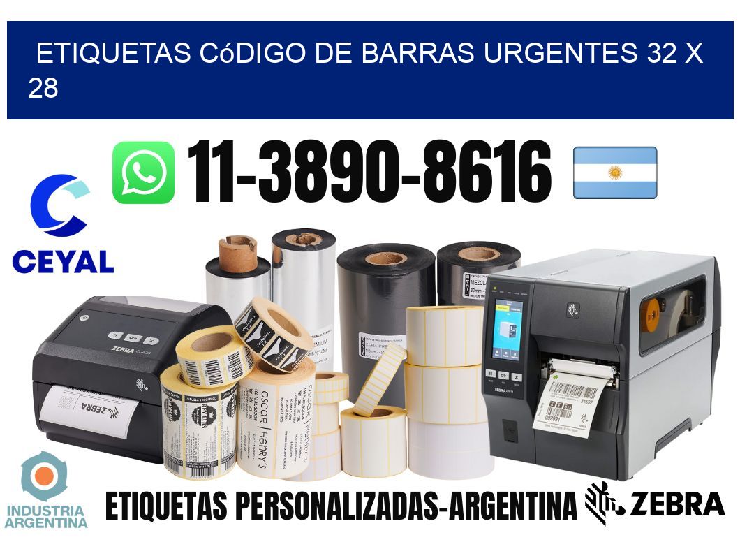 Etiquetas código de barras urgentes 32 x 28
