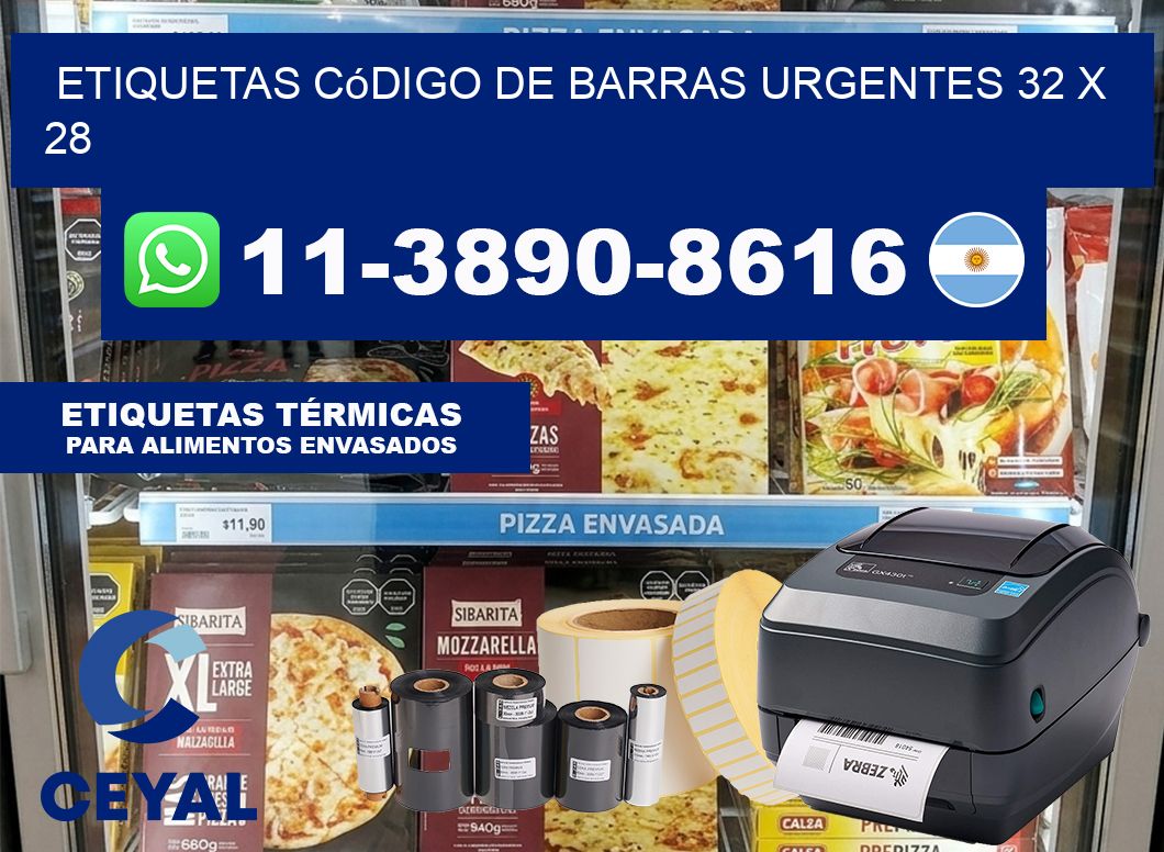 Etiquetas código de barras urgentes 32 x 28