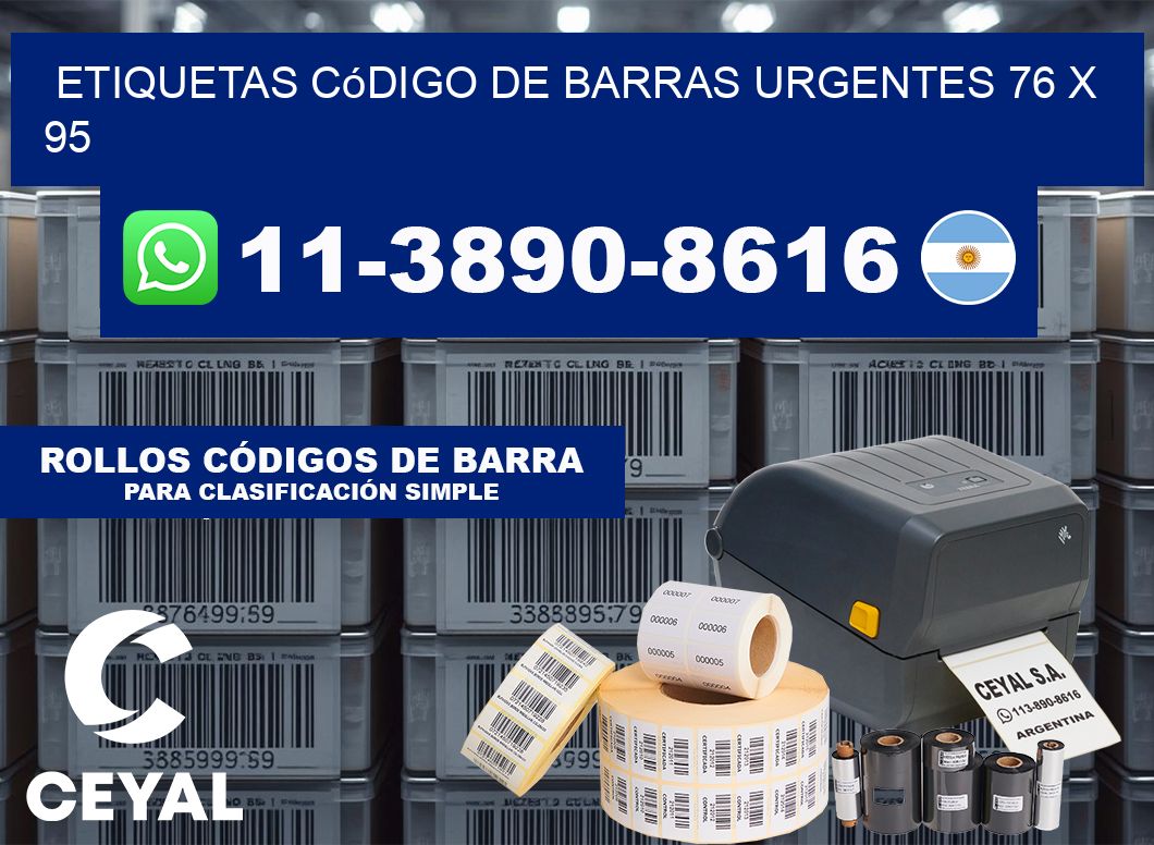 Etiquetas código de barras urgentes 76 x 95