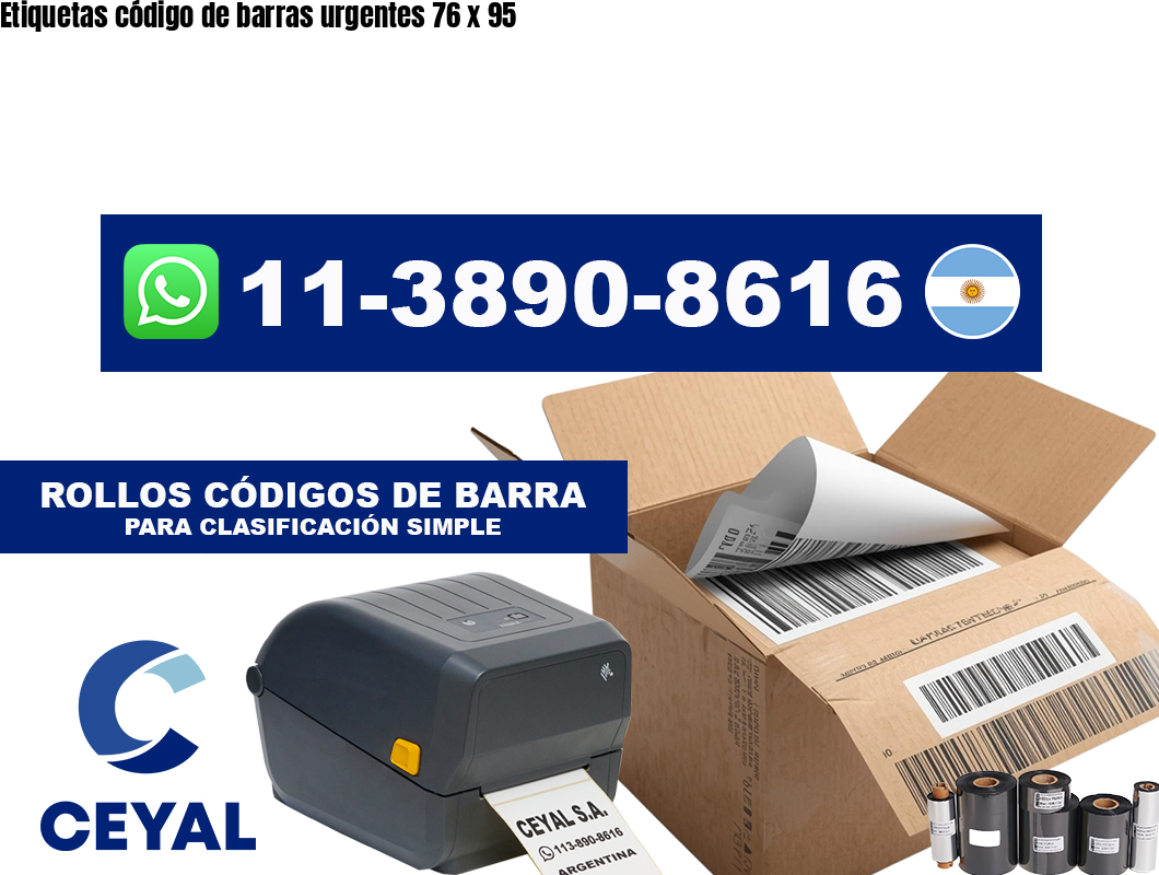 Etiquetas código de barras urgentes 76 x 95