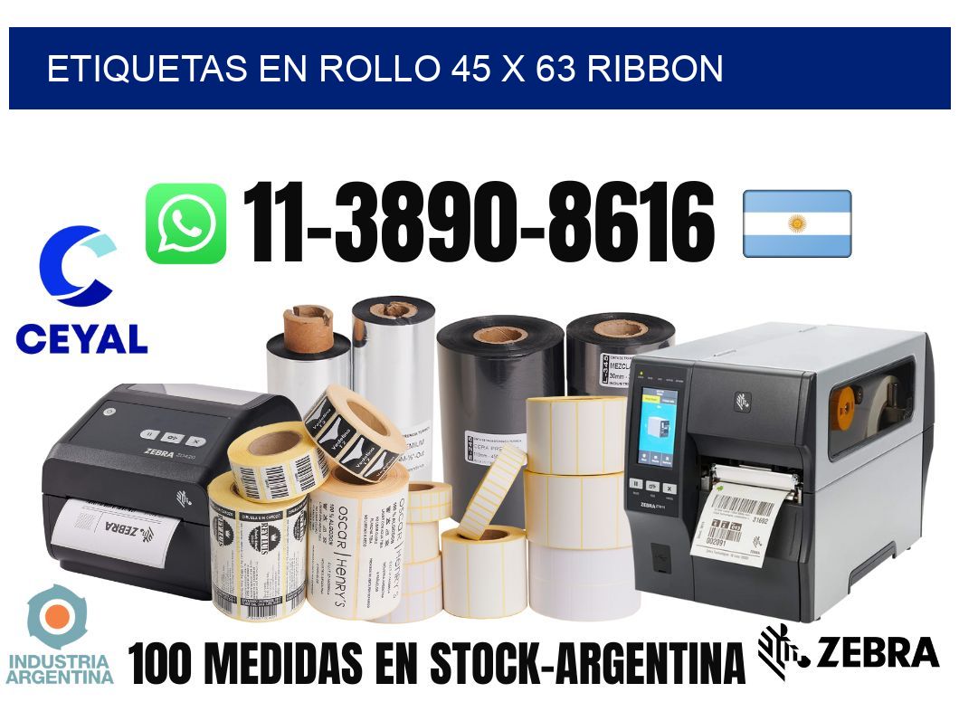 Etiquetas en rollo 45 x 63 ribbon