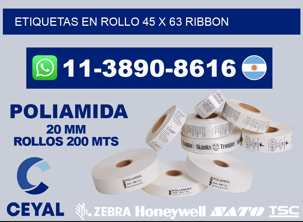 Etiquetas en rollo 45 x 63 ribbon